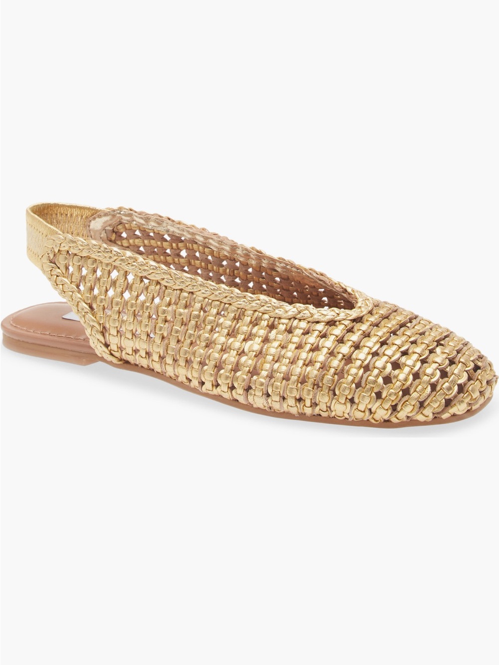 NEW Steve Madden Rumi Slingback Flat in Gold Leather